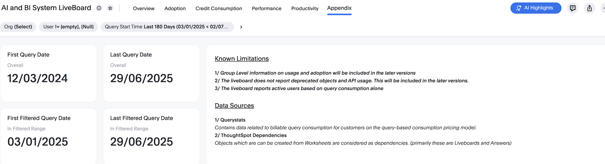AI and BI System Liveboard