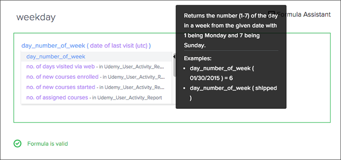 Formula with day_number_of_week