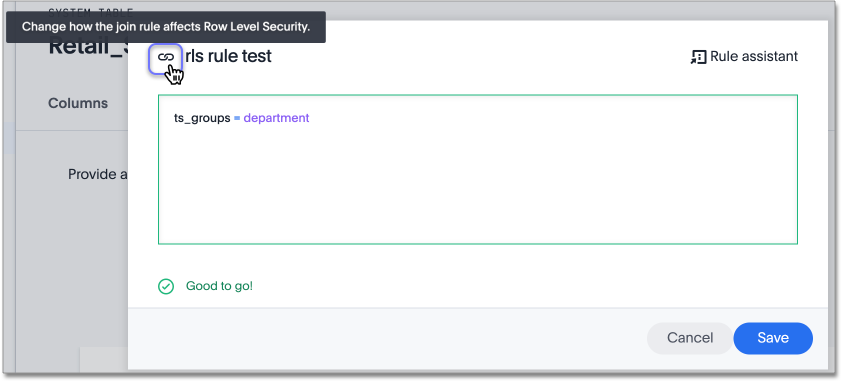 Change how the join rule affects Row Level Security