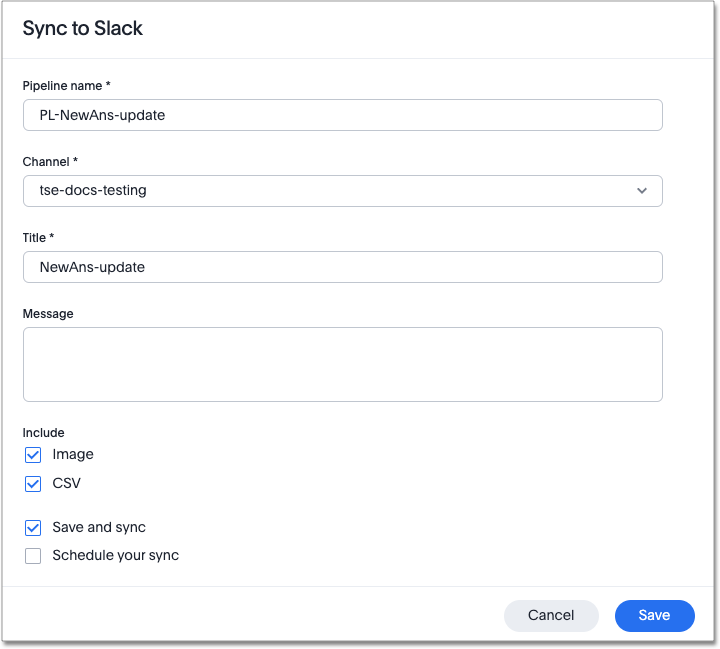 Slack Sync window