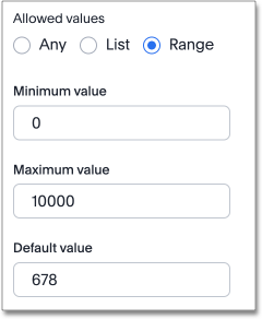 Create a range of allowed values