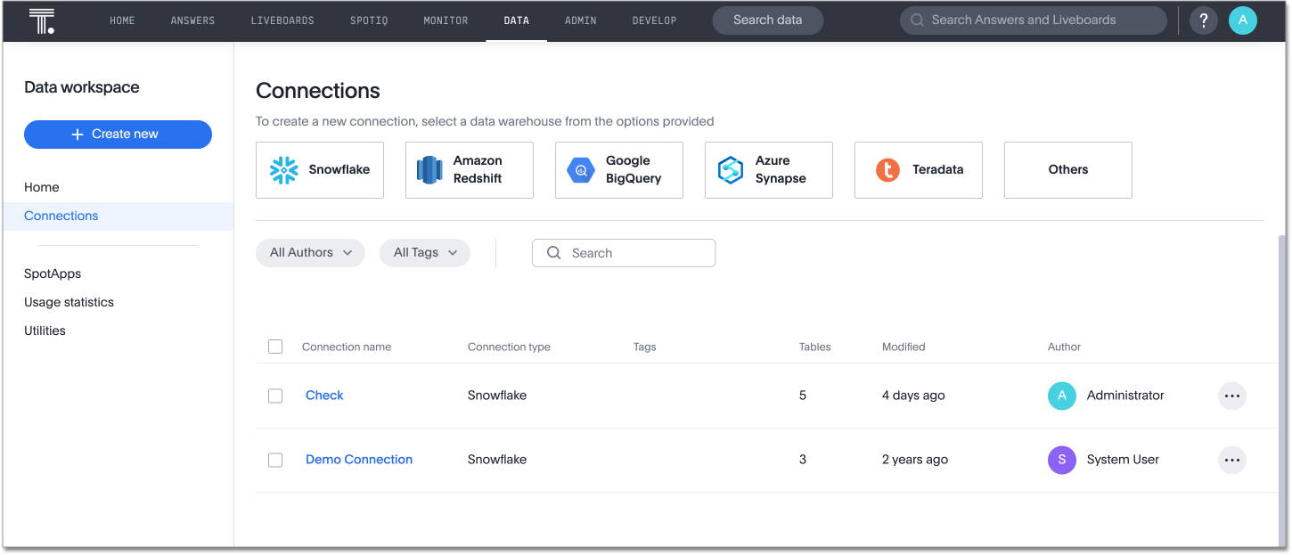 Connections tab