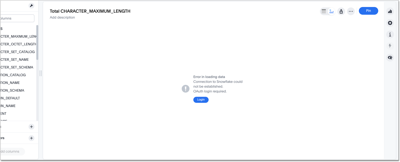 Error reading “Error in loading data. Connection to Snowflake could not be established. OAuth login required. Login”