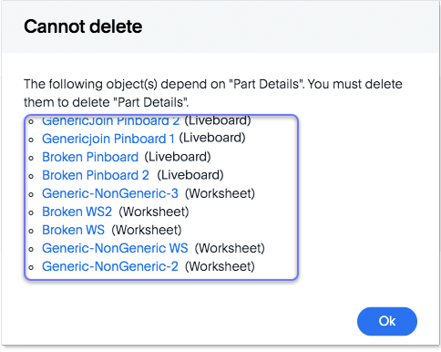 Cannot delete table with dependent objects warning