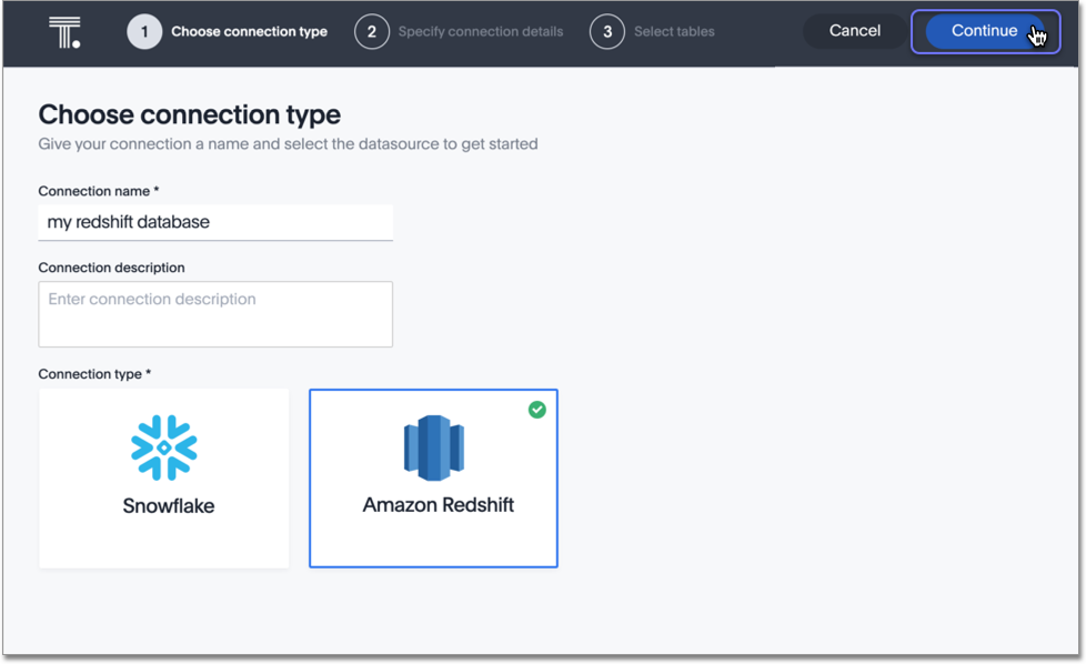 Choose connection type