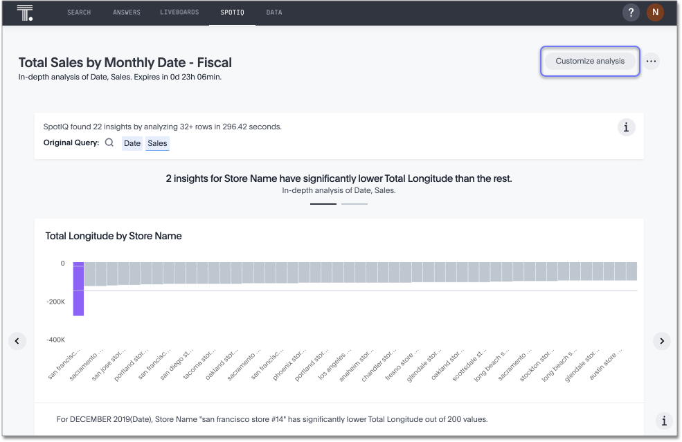 Select Customize analysis in the upper right corner.